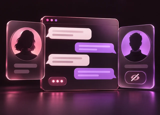Anonymous porn chat — a masked username in a private chat window